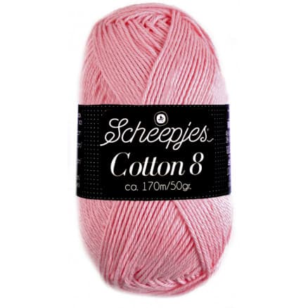 Scheepjes Cotton 8 Garn Unicolor 654 Ljus Rosa