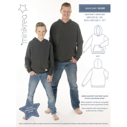MiniKrea Snittmönster 66240 Sweatshirt Str. 2-16 år