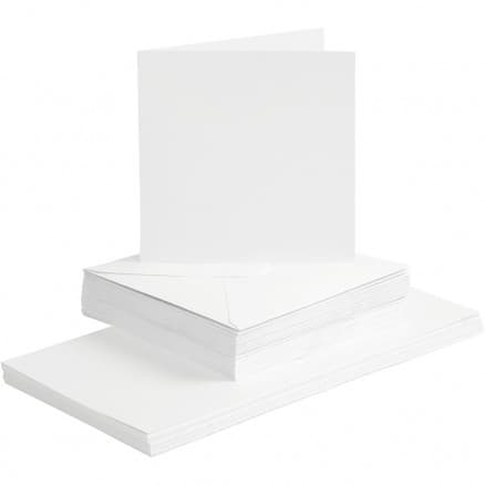 Kort och kuvert, kortstl. 15x15 cm, kuvertstl. 16x16 cm, 50 set, vit