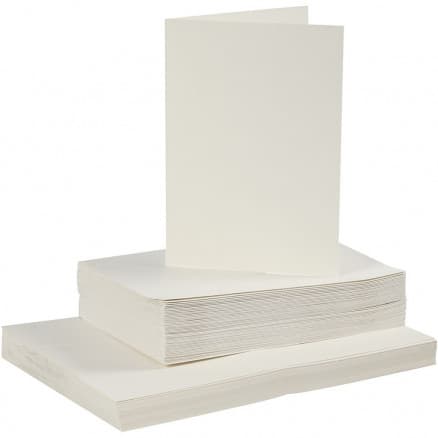 Kort och kuvert, kortstl. 10,5x15 cm, kuvertstl. 11,5x16,5 cm, 50 set, råvit