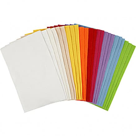 Hobbyfilt i ark, ark 20x30 cm, tjocklek 1,5 mm, Ass. färger, ark, 24 ass. ark, 180-200 g/m2