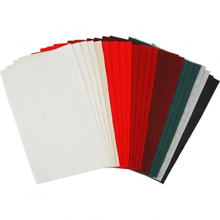 Hobbyfilt i ark, ark 20x30 cm, tjocklek 1,5 mm, Ass. färger, 24 ass. ark, 180-200 g/m2