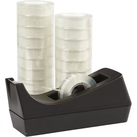 Tejphållare med 20 rullar tejp, B: 15 mm, 1 set
