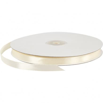 Satinband, B: 10 mm, 100 m, Råvit