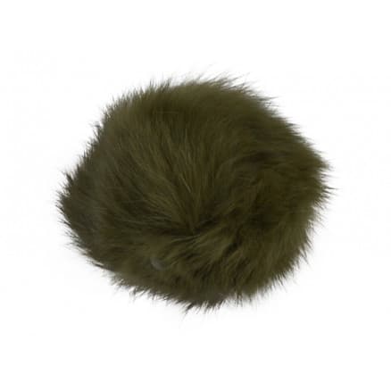 Pompom Pälstofs Kaninhår Armégrön 60 mm