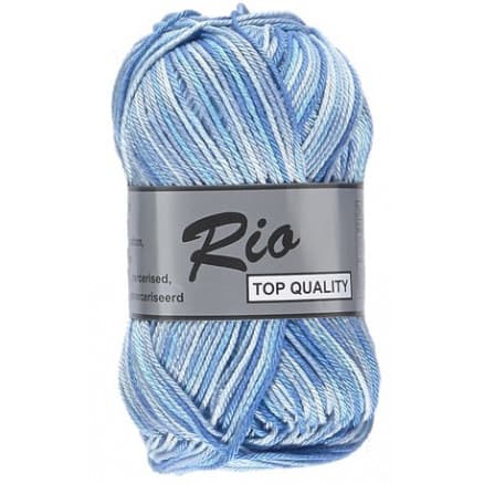 Lammy Rio Garn Print 623 Vit/Blå 50 gram