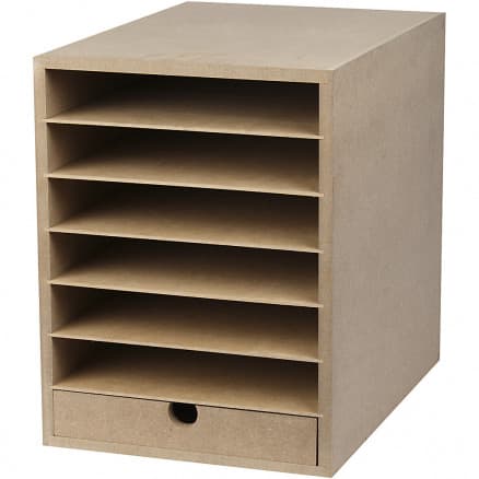 Kartongreol, H: 31,5 cm, B: 24,3 cm, D: 32 cm, A4, 1 st., MDF