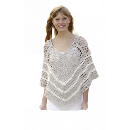 Sweet Martine by DROPS Design - Poncho med Mormorsrutor Virk-mönster strl. S/M - XXXL
