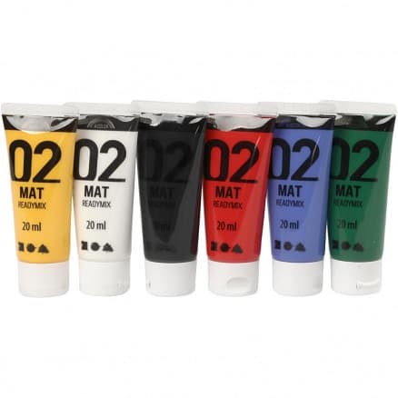 A-Color akrylfärg, standardkulörer, 02 - matt, 6x20ml