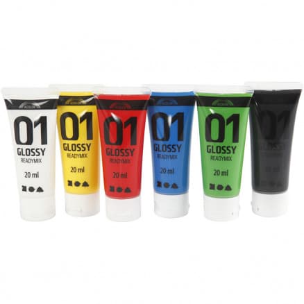 A-Color akrylfärg, standardfärger, 01 - blank, 6x20 ml