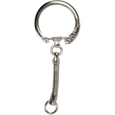 Nyckelring med kedja, dia. 2,3 cm, L: 6 cm, 25 st.