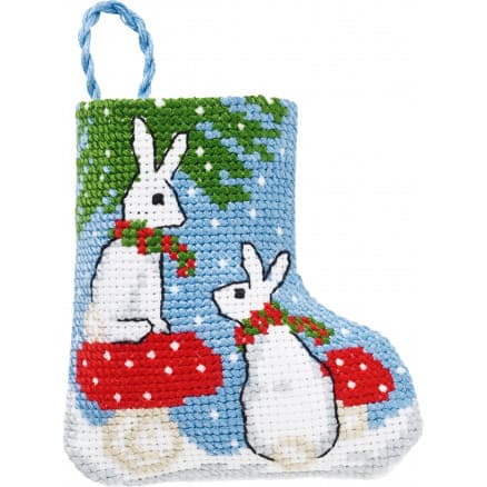 Â Permin Broderikit Julstrumpa Kaniner 7x8cm