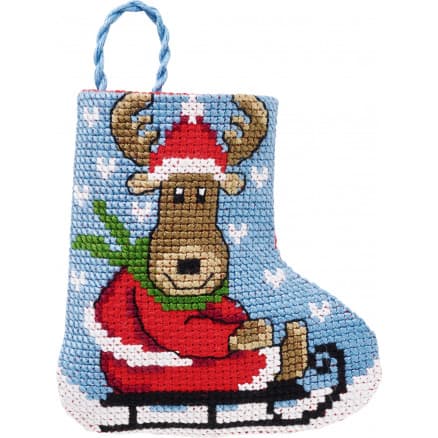 Â Permin Broderikit Julstrumpa Älgkälke 7x8cm