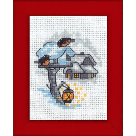 Â Permin Broderikit Julbild Fågelbo 6x8cm