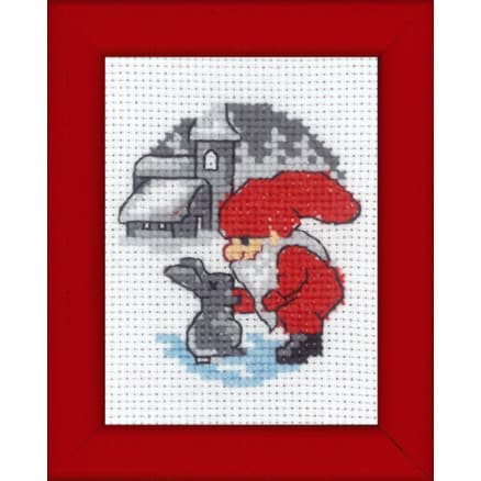 Â Permin Broderikit Julbild Kanin & Nisse 6x8cm
