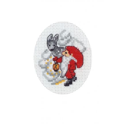 Â Permin Broderikit Julkort Nisse och Rådjur 9x13cm