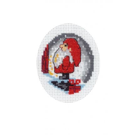 Â Permin Broderikit Julkort Nisse på trappa 9x13cm