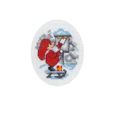 Â Permin Broderikit Julkort Nisse med post 9x13cm