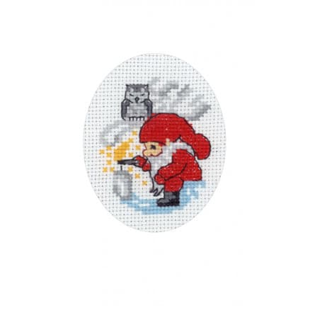 Â Permin Broderikit Julkort Nisse tänder ljus 9x13cm