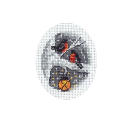 Â Permin Broderikit Julkort Fågel i träd 9x13cm