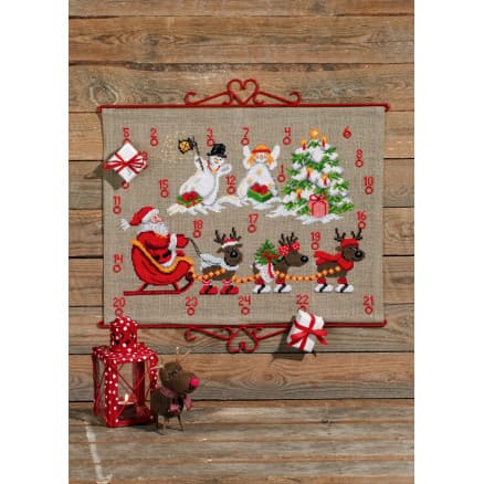 Â Permin Broderikit Julkalender Renar och Snögubbar 58x45cm