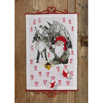 Â Permin Broderikit Julkalender Nisse & Renar 40x60cm