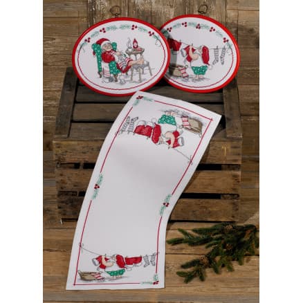 Â Permin Broderikit Duk Tomtefar tvättar 25x61cm