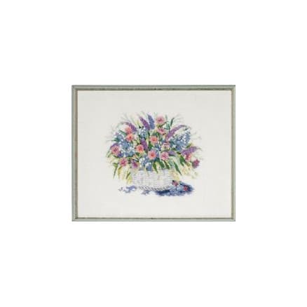Â Permin Broderikit Korg med Blommor II 48x40cm