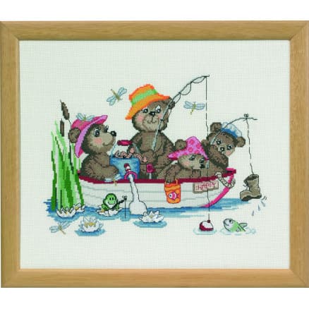 Permin Broderikit Happy Friends fiskar 32x27cm