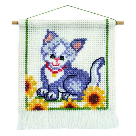 Permin Broderikit Bild Katt 16x18cm