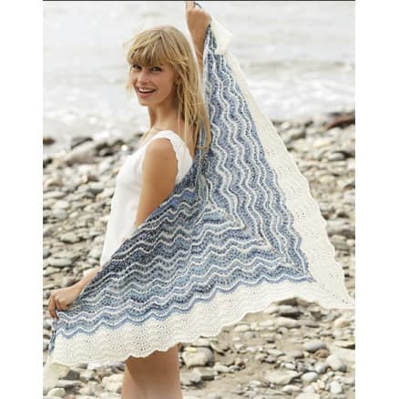 Mer Bleue by DROPS Design - Sjal Stick-mönster 166x75 cm