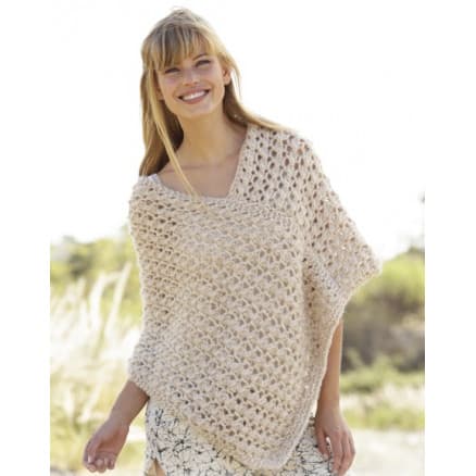Creme Caramel by DROPS Design - Poncho Stick-mönster strl. S/M - XXL/XXXL