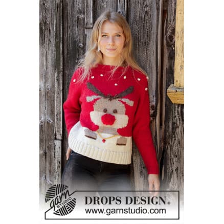Â Red Nose Jumper by DROPS Design - Blus Stickmönster str. S-XXXL