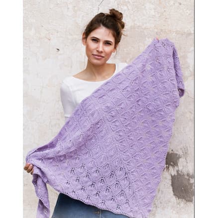 Lilac Bouquet by DROPS Design - Sjal Stickmönster 144x72 cm