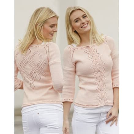Peach Macaroon by DROPS Design - Jacka Stick-opskrift strl. S - XXXL