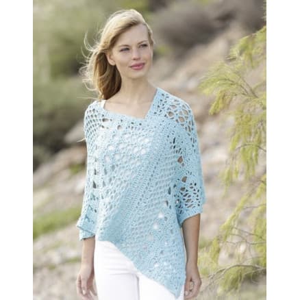 Sky Love by DROPS Design - Poncho Virk-mönster strl. S/M - XXL-XXXL