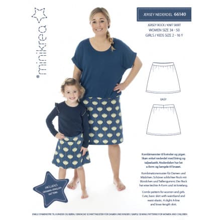 MiniKrea Snittm�nster 66140 Kjol i trik� Storlek 2-16 och XS-XXL