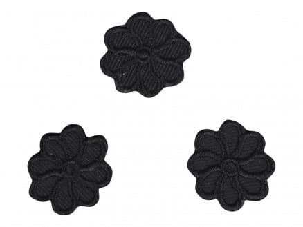 Strykmärke Svart Blomma 2 cm - 3 st