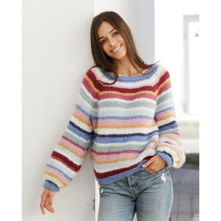 Happy Stripes by DROPS Design - Blus Stickmönster str. S - XXXL