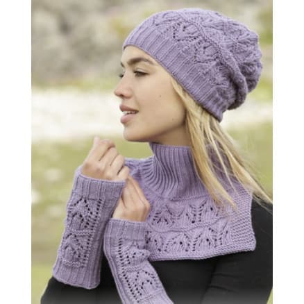 Sweet Verbena by DROPS Design - Set med Mössa, Halsvärmare og Pulsvärmare Stick-mönster strl. S/M - M/L
