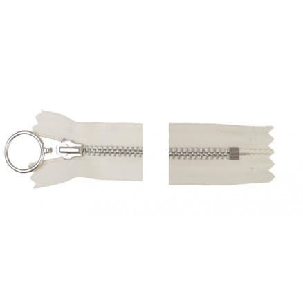 YKK Dragkedja/Blixtlås Aluminium Fast med ring 35cm 4mm Råvit