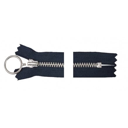 YKK Dragkedja/Blixtlås Aluminium Fast m/Ring 35cm 4mm Marin