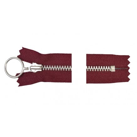 YKK Dragkedja/Blixtlås Aluminium Fast m/Ring 30cm 4mm Bordeaux