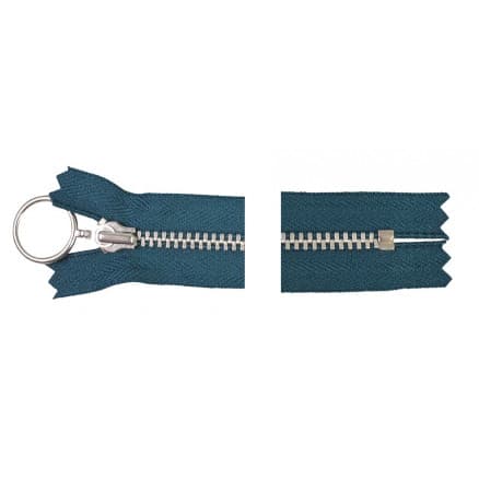 YKK Dragkedja/Blixtlås Aluminium Fast m/Ring 25cm 4mm Petrol
