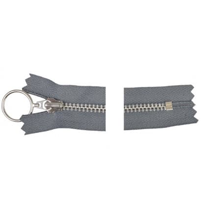 YKK Dragkedja/Blixtlås Aluminium Fast med ring 25cm 4mm Mörkgrå