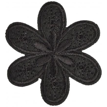 Strykmärke Blomma Svart 4,5x4cm