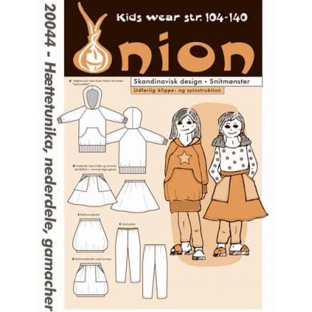 Snittmönster ONION Kids 20044 Tunika med huva, kjolar & gamacher Storlek 104-140/3-10 år