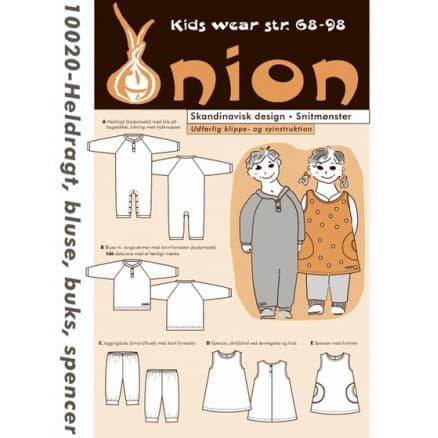 ONION Snittmönster Barn 10020 Overall, blus och byxor Spencer Storlek 68-98/6-18 månader 2-3 år