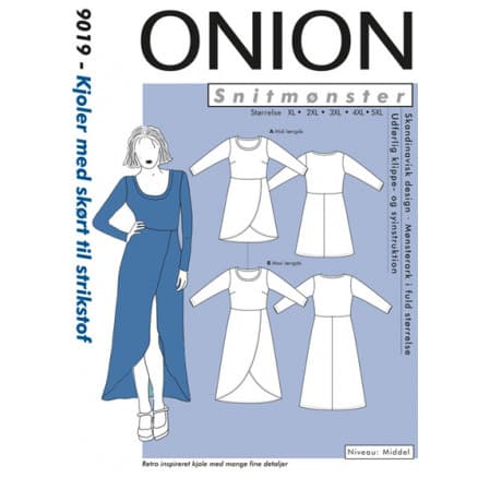 ONION Snittmönster Plus 9019 Klänning med Skört Str. XL-5XL