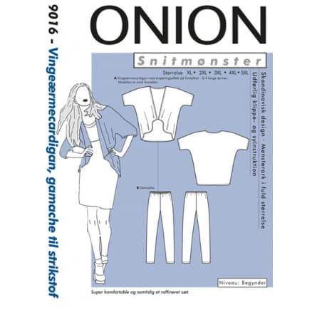 ONION Snittmönster Plus 9016 Wing Sleeve Cardigan & Gaiters Storlek. XL-5XL